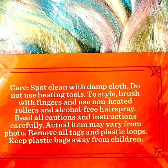 Rainbow Wig for Mermaid Fairy Princess Halloween Costume Multicolor Pastels NEW - Picture 5 of 6